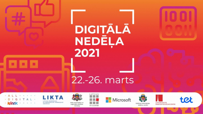Informatīvs plakāts par pasākumu Digitālā nedēļa 2021.