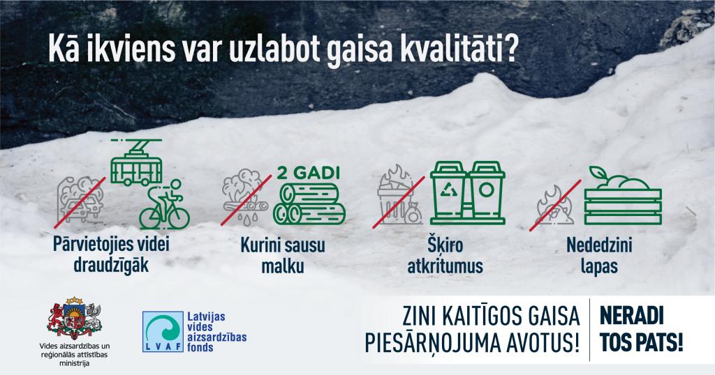 Infografika: Ko ikviens var darīt, lai uzlabotu gaisa kvalitāti Latvijā?
