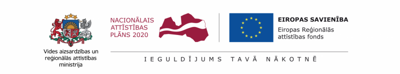 Eiropas Reģionālās attīstības fonda projekta logo ansamblis