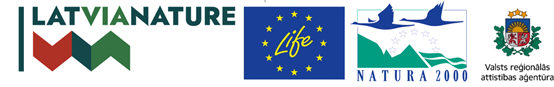 Logo ansamblis: LatviaNature; Life; NATURA 2000; VRAA