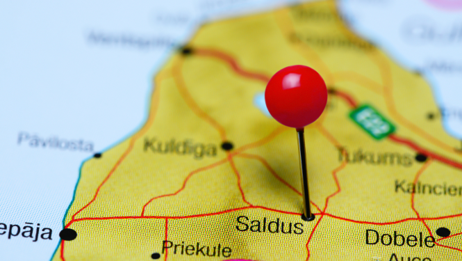 Karte ar norādi Saldus