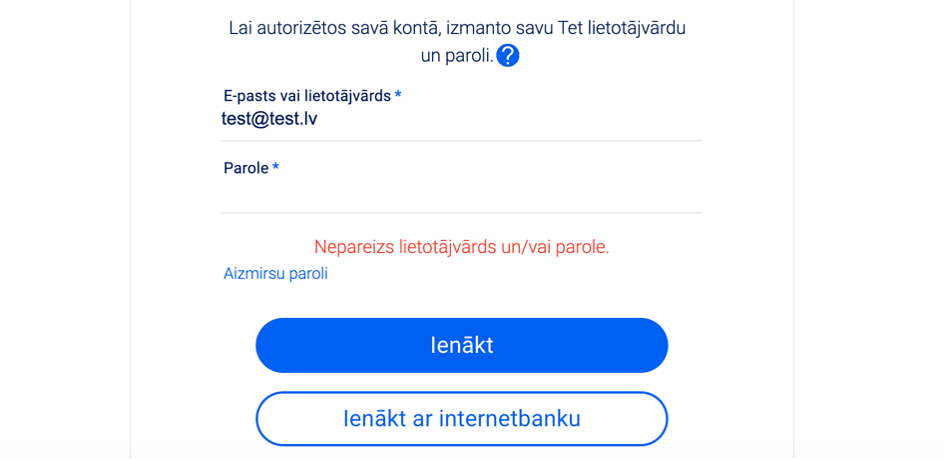 Kļūdas paziņojums, kuru ekrāna lasītājs nenolasa - nepareizs lietotājvārds vai parole
