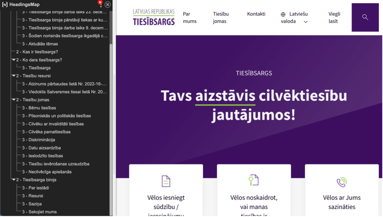 Latvijas tīmekļvietnes virsrakstu struktūras pārbaude