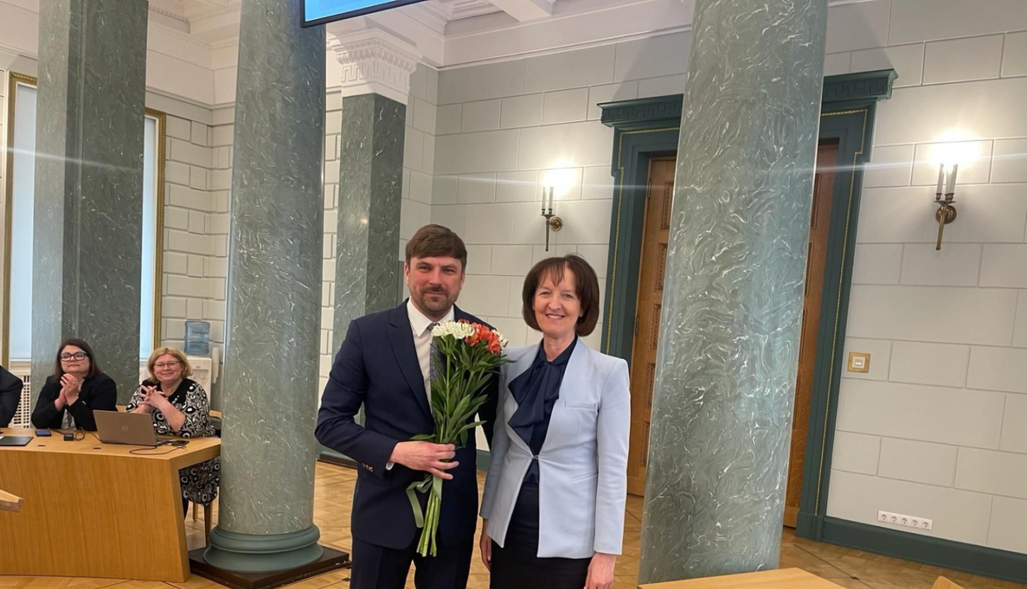 Minisre Inga Bērziņa un Valsts vides dienesta ģenerāldirektors Andris Ķēniņš