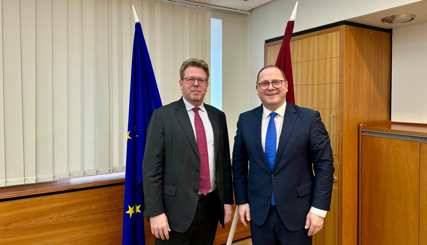 Ministrs Raimonds Čudars un Francijas vēstnieks Latvijā